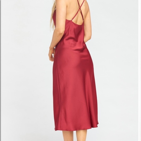 Red Verona Cowl Neck Midi Length Dress - Picture 2 of 4